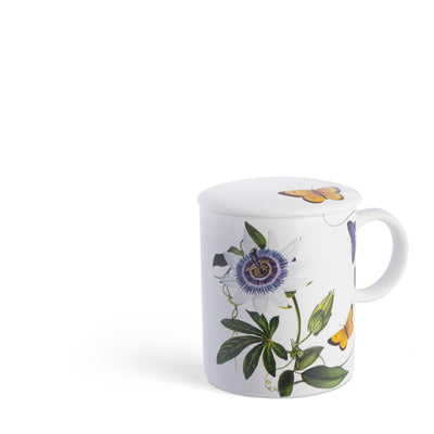 Tazza con coperchio decoro Passiflora