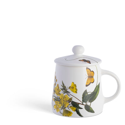 Tazza con coperchio pomo decoro Fiore giallo