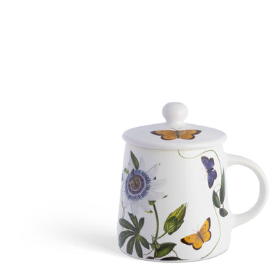 Tazza con coperchio pomo decoro Passiflora