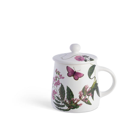 Tazza con coperchio pomo decoro Fiore rosa