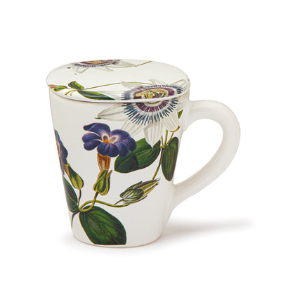 Taza con tapa decoración Pasiflora