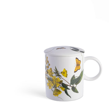 Tazza con coperchio decoro Fiore giallo