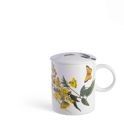 Tazza con coperchio decoro Fiore giallo