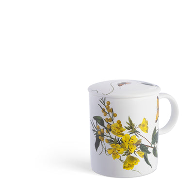 Tazza con coperchio decoro Fiore giallo