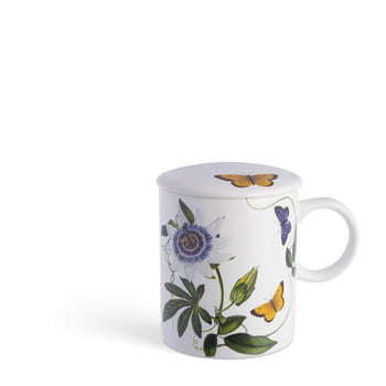 Tazza con coperchio decoro Passiflora