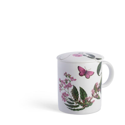 Tazza con coperchio decoro Fiore rosa