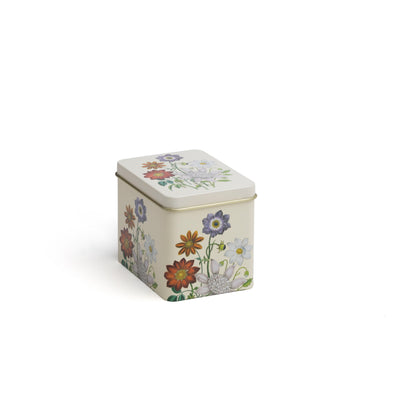 Metal tea chest decorated with Butterflies, containing 16 sachets of herbal tea
