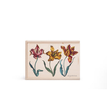 Cofanetto in legno decoro tulipani con 36 tisane