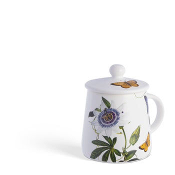 Tazza con coperchio pomo decoro Passiflora