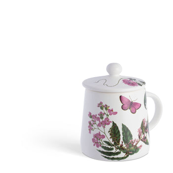 Tazza con coperchio pomo decoro Fiore rosa