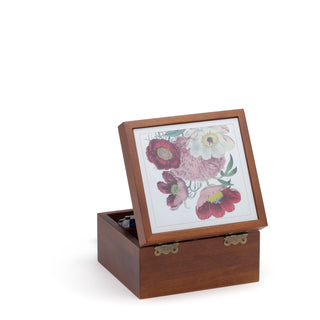 Cofanetto in legno decoro Peonia con 24 tisane