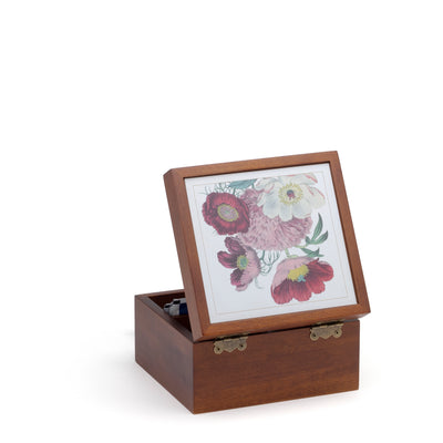 Coffret en bois avec 36 sachets de tisane - Décoration tulipe