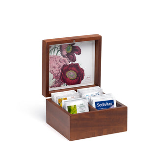Cofanetto in legno decoro Peonia con 24 tisane