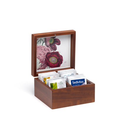 Coffret en bois avec 36 sachets de tisane - Décoration tulipe