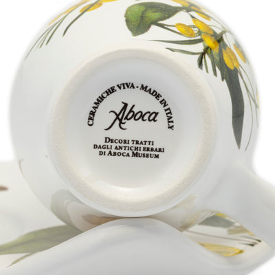 Tasse avec soucoupe décoration Onagre et Mimosa