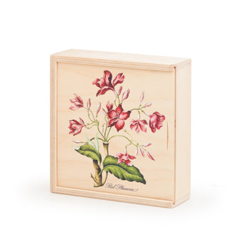 Cofanetto in legno decoro Plumeria rossa con 24 tisane